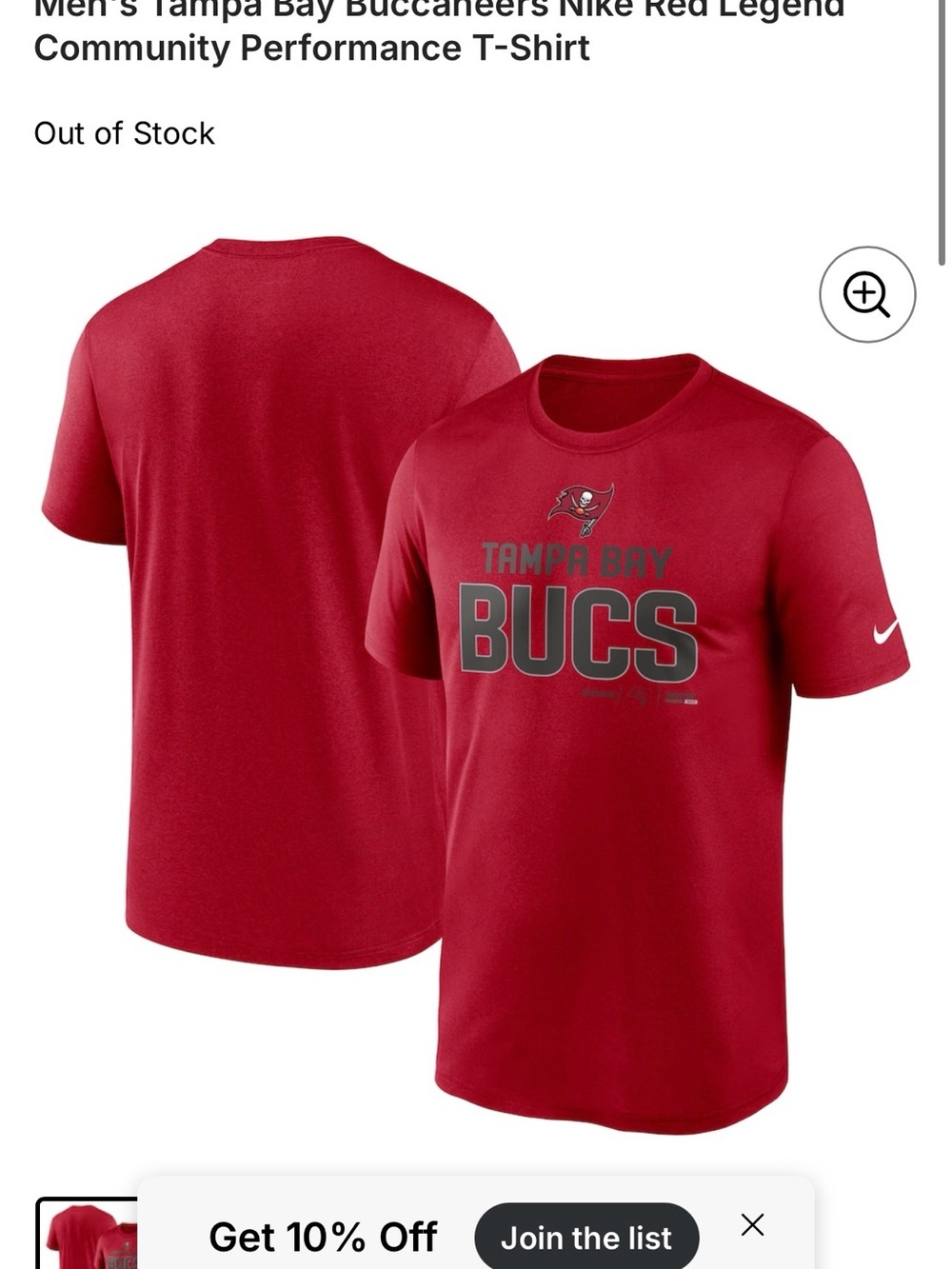 Nike Men's Tampa Bay Bucs Red Performance T-Shirt